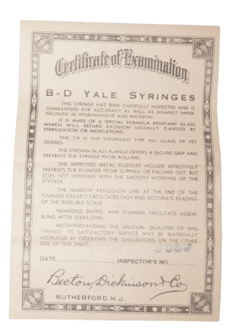 SERINGUE 5 CC B-D YALE 1943