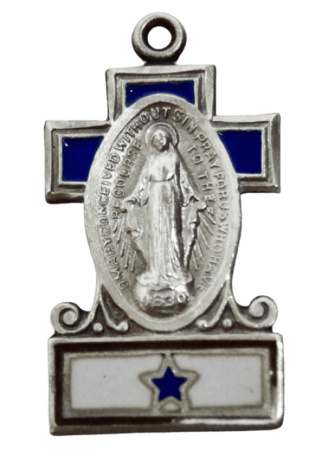 MEDAILLE RELIGIEUSE HOLY MARY BLUE STAR FLAG