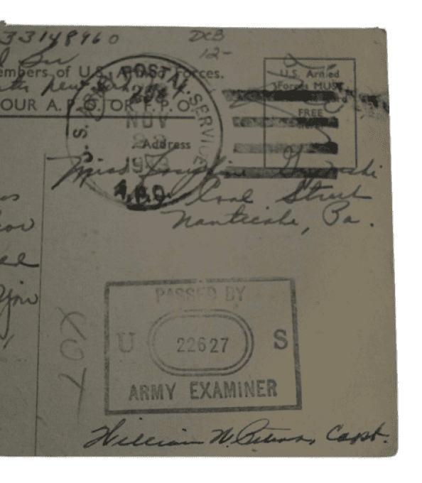 CARTE NOEL CPL BARNEY NOVAK 7TH ARMORED DIV ANGLETERRE