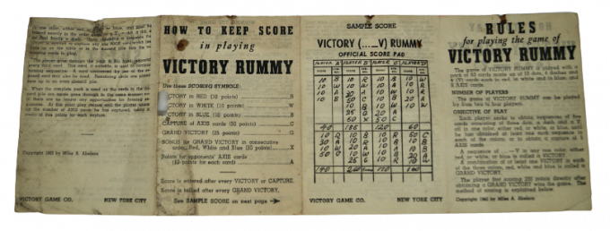 JEU "VICTORY RUMMY" 1942