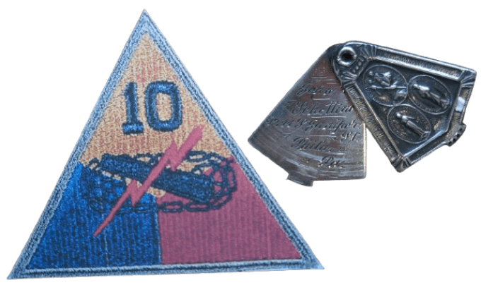 MEDAILLE RELIGIEUSE JOHN SCHETTINO 10TH ARMORED DIV ARDENNES