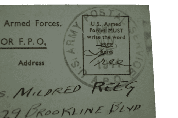 CARTE RED CROSS SGT JONES 1944 ANGLETERRE 8TH USAAF B-17