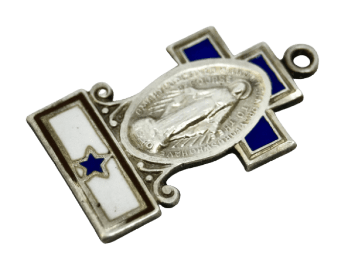 MEDAILLE RELIGIEUSE HOLY MARY BLUE STAR FLAG