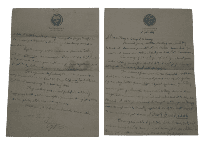 LETTRE PVT BIRLEY 101ST AIRBORNE 377TH PFAB FORT BENNING 