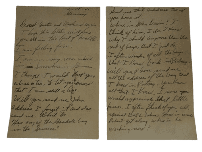 LETTRE SGT PERRY 459TH AAA BN MEDICAL DETACHMENT - ST LO NORMANDIE