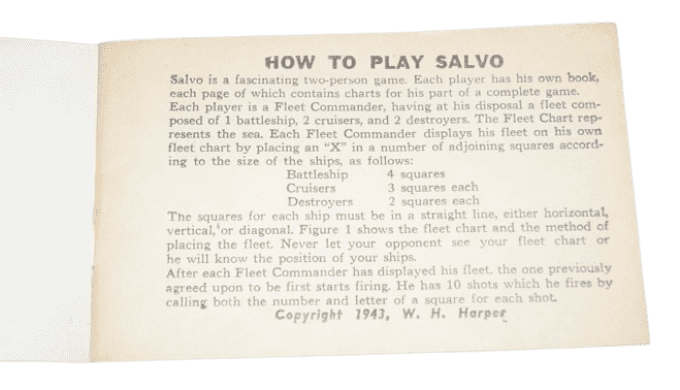 JEU SALVO ARMED FORCES 1943