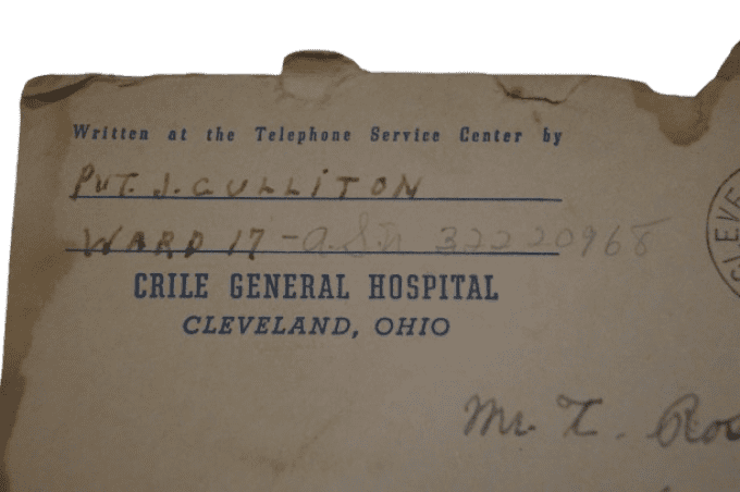 LETTRE CRILE HOSPITAL PVT J.CULLITON WIA ITALIE 1944 36TH INF DIVISION
