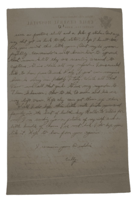 LETTRE CRILE HOSPITAL PVT J.CULLITON WIA ITALIE 1944 36TH INF DIVISION