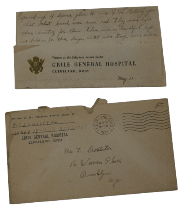 LETTRE CRILE HOSPITAL PVT J.CULLITON WIA ITALIE 1944 36TH INF DIVISION