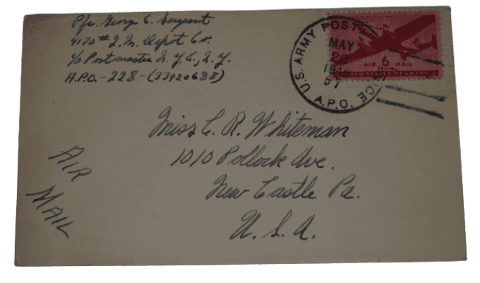 LETTRE PFC SERGEANT CHATELINEAU BELGIQUE 1945