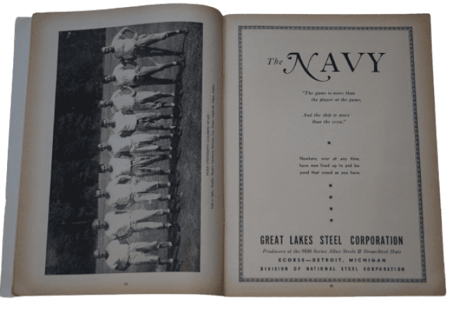 PROGRAMME FOOTBALL AMERICAIN NAVY 1943 