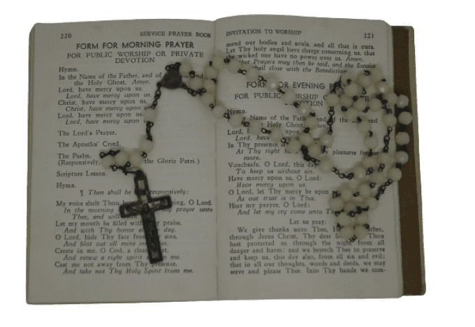 BIBLE SERVICE PRAYER 1942 ET CHAPELET PHOSPHORESCENT