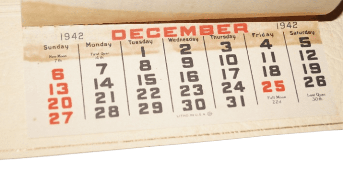 CALENDRIER 1942 ARMY NURSE 