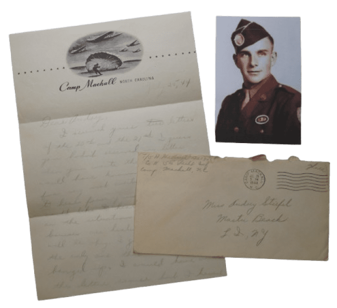 LETTRE T/5 DAVID HETTRICK 13TH AIRBORNE CAMP MACKALL 1944
