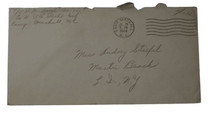 LETTRE T/5 DAVID HETTRICK 13TH AIRBORNE CAMP MACKALL 1944