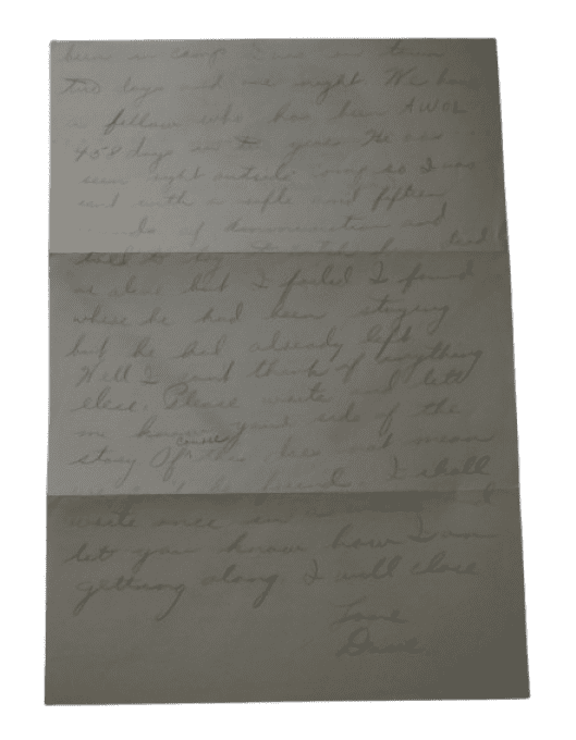 LETTRE T/5 DAVID HETTRICK 13TH AIRBORNE CAMP MACKALL 1944