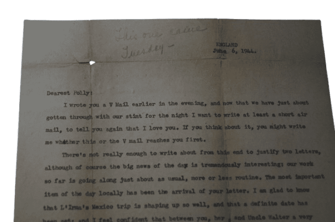 LETTRE 6 JUIN 1944 ANGLETERRE CAPT ST. JOHN WADDELL