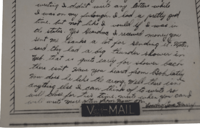 V-MAIL S/GGT SMITH 101ST AIRBORNE 327TH GLIDER ANGLETERRE 1944