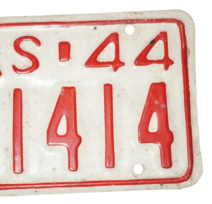 PLAQUE IMMATRICULATION KANSAS 1944