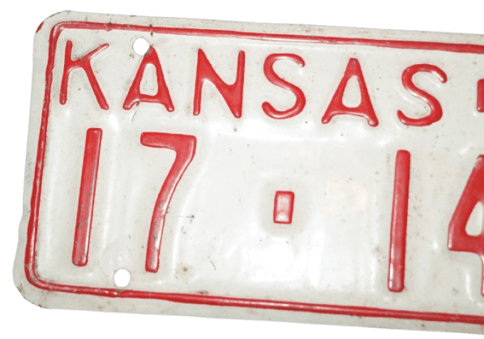 PLAQUE IMMATRICULATION KANSAS 1944