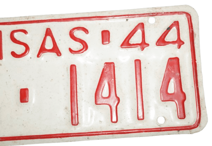 PLAQUE IMMATRICULATION KANSAS 1944