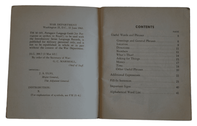 MANUEL PORTUGUESE LANGUAGE GUIDE 1943