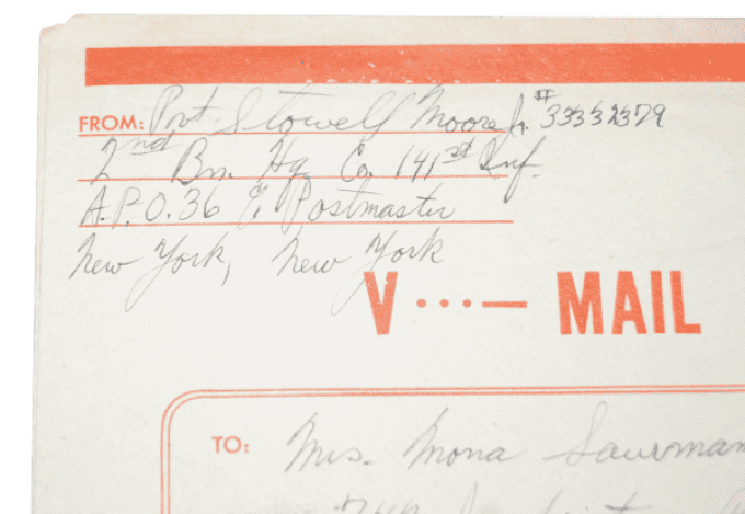 V-MAIL PVT MOORE 36th INF DIVISION