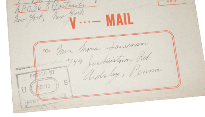 V-MAIL PVT MOORE 36th INF DIVISION
