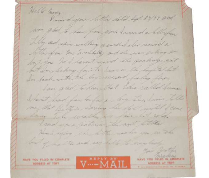 V-MAIL PVT MOORE 36th INF DIVISION