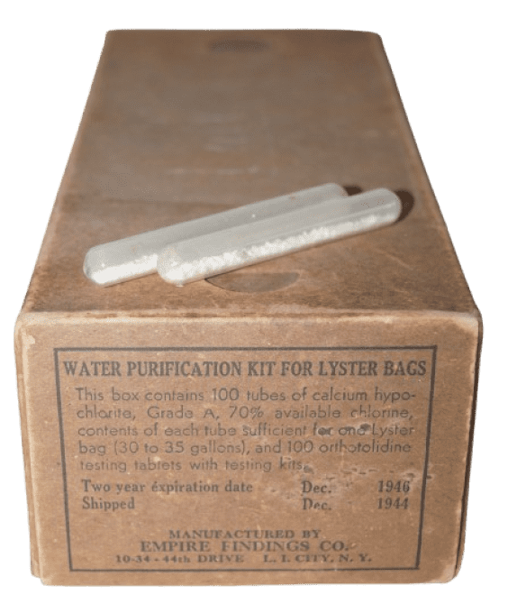 BOITE ET TUBES WATER PURIFICATION KIT 1944