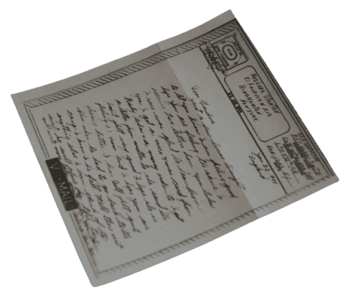 V-MAIL S/SGT SMITH 101ST AIRBORNE 327TH GLIDER 1944 WIA MARKET GARDEN