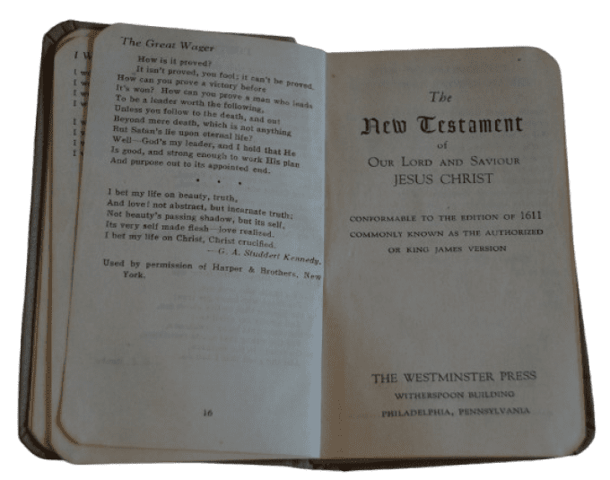 NOUVEAU TESTAMENT SGT MURVELL LEWIS 34TH INF DIV KIA ITALIE