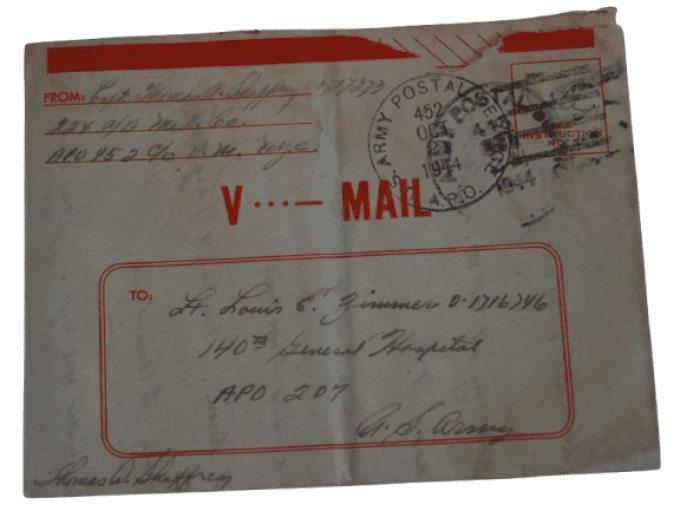 V-MAIL CAPT SHAFFREY 17TH AIRBORNE MEDICAL CO 1944