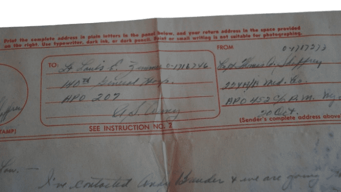 V-MAIL CAPT SHAFFREY 17TH AIRBORNE MEDICAL CO 1944