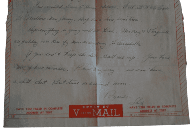 V-MAIL CAPT SHAFFREY 17TH AIRBORNE MEDICAL CO 1944