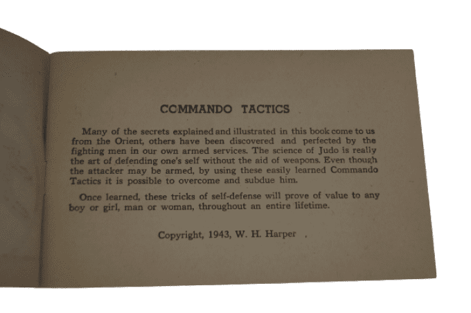 LIVRET JUDO "COMMANDO TACTICS" PERSONNEL MILITAIRE 1943 