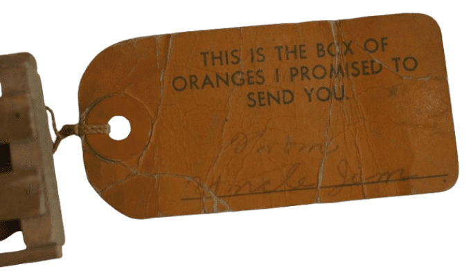 SOUVENIR HUMORISTIQUE ORANGE BOX CAMP CHAFFEE