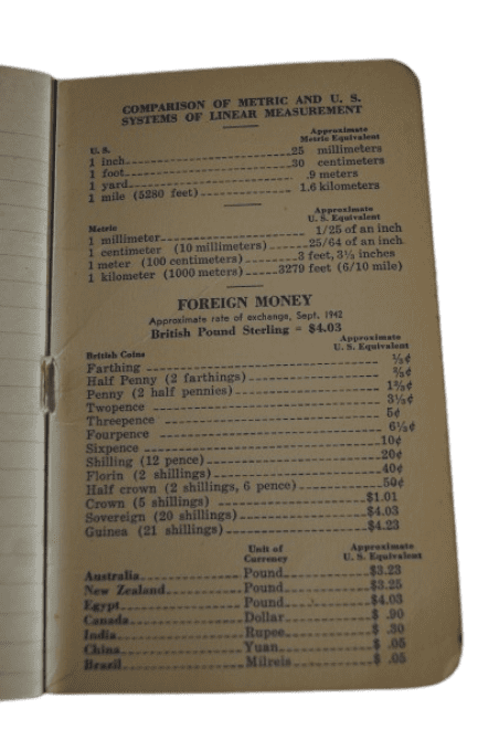 CARNET COCA COLA US ARMY 1943