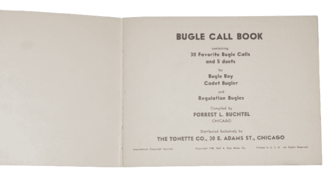 LIVRET MUSIQUE CLAIRON BUGLE BOY CADET 1940 