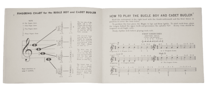 LIVRET MUSIQUE CLAIRON BUGLE BOY CADET 1940 