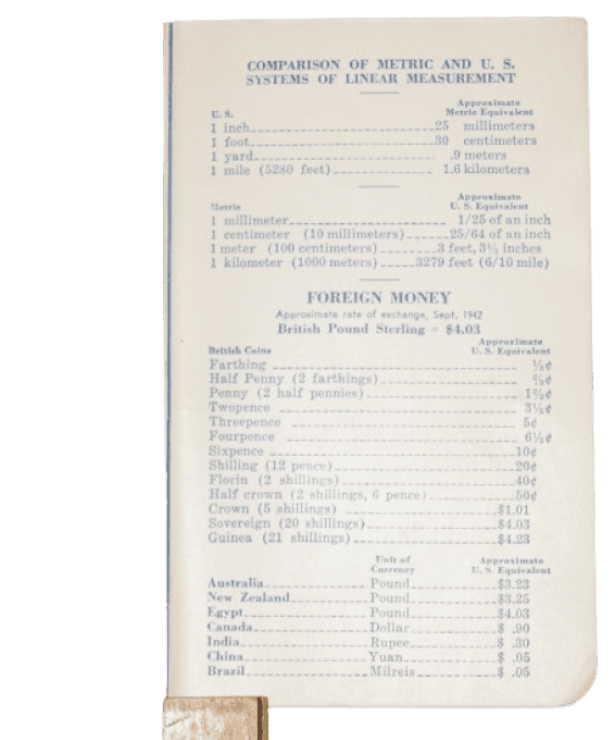 CARNET COCA-COLA US ARMY 1943 