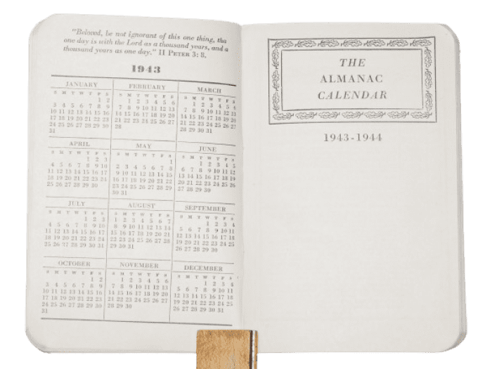 LIVRET RELIGIEUX SPIRITUAL ALMANAC PERSONNEL MILITAIRE 1943 