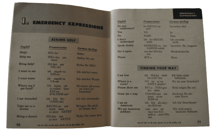 MANUEL GERMAN PHRASE BOOK 1943