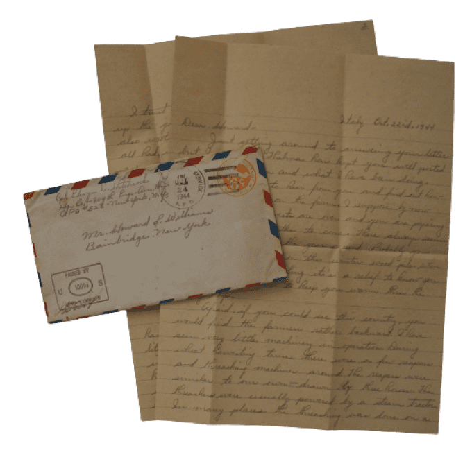 LETTRE CPL HITCHCOCK ENGINEER ITALIE 1944