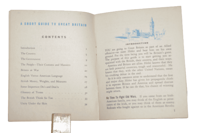 LIVRET SHORT GUIDE TO GREAT BRITAIN 1942