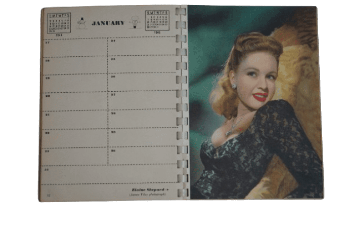 AGENDA DATE BOOK PIN-UP ESQUIRE 1943