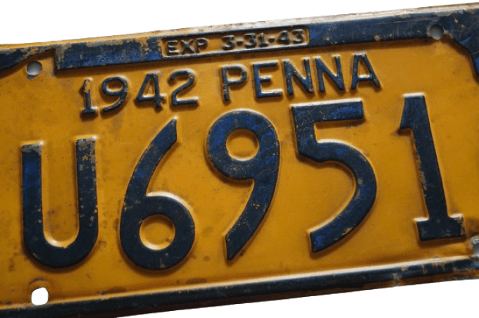 PLAQUE IMMATRICULATION PENNSYLVANIE 1942