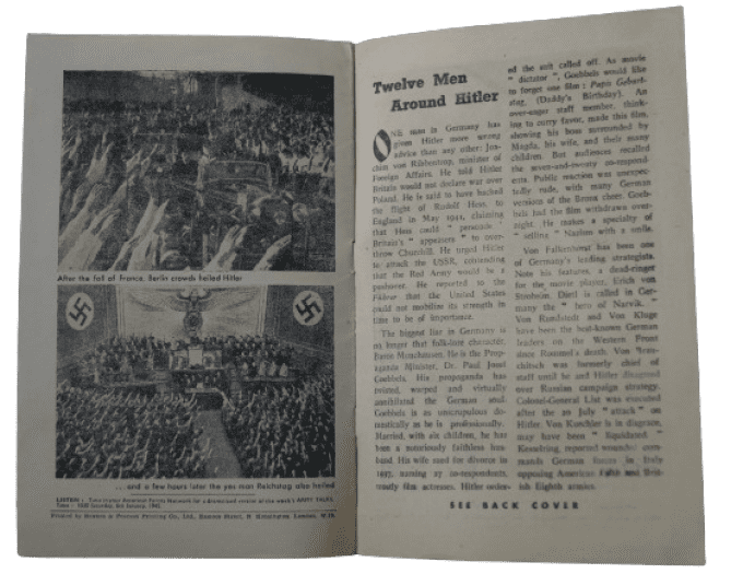 MAGAZINE ARMY TALKS DEC 1944 "WHO MADE HITLER ?"