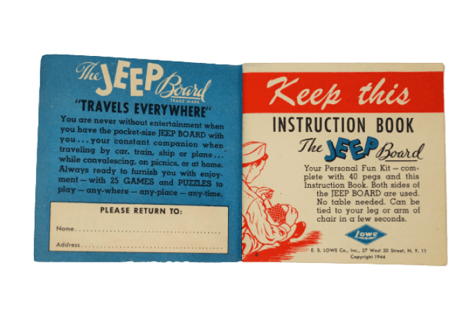 JEU DE POCHE "THE JEEP BOARD" 1944