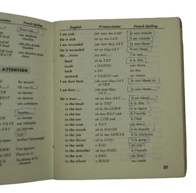 MANUEL FRENCH PHRASE BOOK 1943